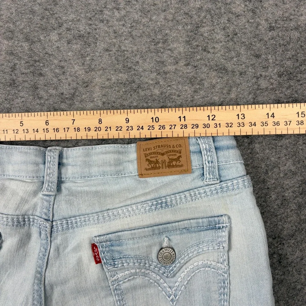 Levi's‎ Shorty Short Girls 16 Light Wash Denim Embroidered Flap Pocket Shorts